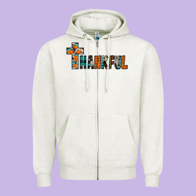 Thankful Zipper Hoodie Designed By Jahusdesignshop