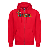 Red thankful Zipper Hoodie - JahusDesignShop