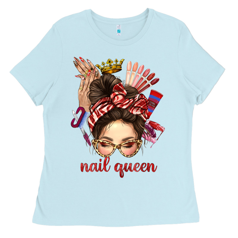 Nail Queen Messy Bun With Crown Bbs Ladies Tee by BundleAndBundleShop | Teevron