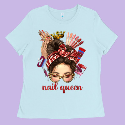 Nail Queen Messy Bun With Crown Bbs Ladies Tee Designed By Bundleandbundleshop