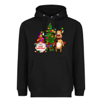 Black merry christmas gnomes, reindeer Heavyweight Hoodie - RanaPortraitStore