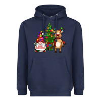 Navy merry christmas gnomes, reindeer Heavyweight Hoodie - RanaPortraitStore