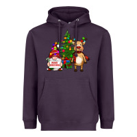 Plum merry christmas gnomes, reindeer Heavyweight Hoodie - RanaPortraitStore