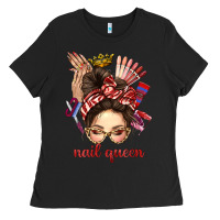 Black nail queen messy bun with crown bbs Ladies Tee - BundleAndBundleShop