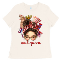 Bone nail queen messy bun with crown bbs Ladies Tee - BundleAndBundleShop