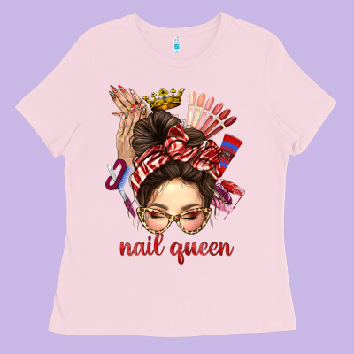 Nail Queen Messy Bun With Crown Bbs Ladies Tee Designed By Bundleandbundleshop