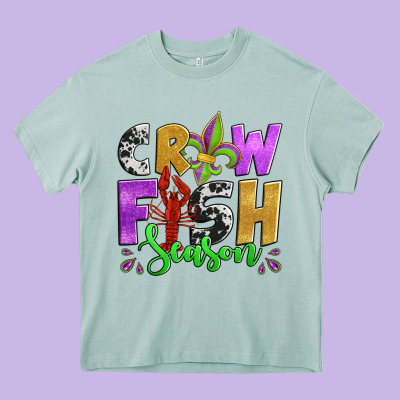 Crawfish Season Mardi Gras Carnival Fleur De Lis Heavy Core Tee Designed By Jasminsmagicworld