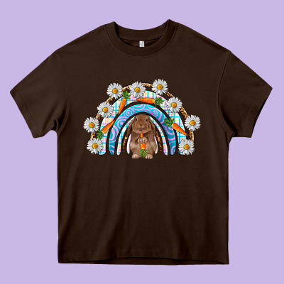 Easter Bunny With Carrot Rainbow Easter Day Heavy Core Tee Designed By Howdyjamesfarm
