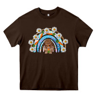 Chocolate Brown Easter Bunny with carrot rainbow Easter Day Heavy Core Tee - HowdyJamesFarm