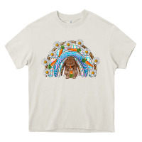Cream Easter Bunny with carrot rainbow Easter Day Heavy Core Tee - HowdyJamesFarm