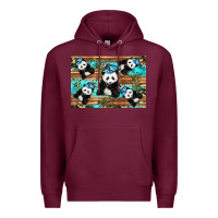 Burgundy Camouflage Baby Panda Premium Hoodie - Artiststas