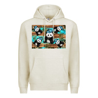 Oatmeal Heather Camouflage Baby Panda Premium Hoodie - Artiststas