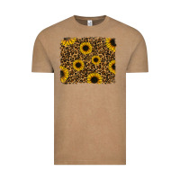 Vintage Coffee leopard sunflowers background Vintage Tee - RanaPortraitStore