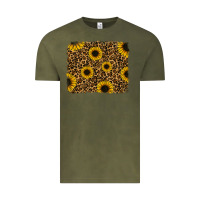 Vintage Olive leopard sunflowers background Vintage Tee - RanaPortraitStore