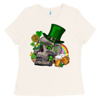 Bone St Patrick's Day boho skull Ladies Tee - FaDigitalArtStudio