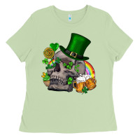 Matcha St Patrick's Day boho skull Ladies Tee - FaDigitalArtStudio