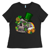 St Patrick's Day Boho Skull Ladies Tee | Teevron