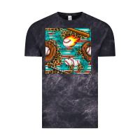 Cloud Black baseball glove and bat with serape seamless pattern Vintage Tee - BundleAndBundleShop