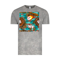 Cloud Rock baseball glove and bat with serape seamless pattern Vintage Tee - BundleAndBundleShop