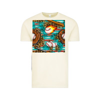 Vintage Arctic baseball glove and bat with serape seamless pattern Vintage Tee - BundleAndBundleShop