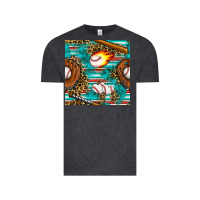 Vintage Black baseball glove and bat with serape seamless pattern Vintage Tee - BundleAndBundleShop