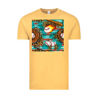 Vintage Mustard baseball glove and bat with serape seamless pattern Vintage Tee - BundleAndBundleShop