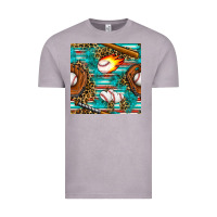 Vintage Zinc baseball glove and bat with serape seamless pattern Vintage Tee - BundleAndBundleShop