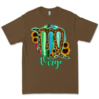 Cacao Virgo Zodiac Sign Sunflower Leopard Serape Premium Tee - RanaPortraitStore