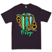 Plum Virgo Zodiac Sign Sunflower Leopard Serape Premium Tee - RanaPortraitStore