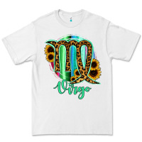 White Virgo Zodiac Sign Sunflower Leopard Serape Premium Tee - RanaPortraitStore