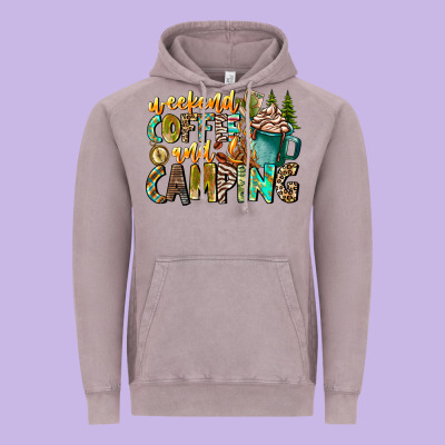 Weekends Coffee And Camping Vintage Hoodie Designed By Cowhidedigitalart