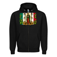 Black mexican flag our lady of guadalupe Zipper Hoodie - JahusDesignShop