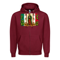 Burgundy mexican flag our lady of guadalupe Zipper Hoodie - JahusDesignShop
