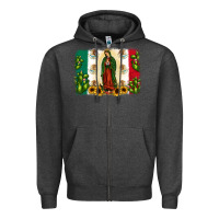 Charcoal Heather mexican flag our lady of guadalupe Zipper Hoodie - JahusDesignShop