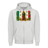 Dove Grey mexican flag our lady of guadalupe Zipper Hoodie - JahusDesignShop