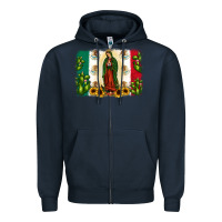 Navy mexican flag our lady of guadalupe Zipper Hoodie - JahusDesignShop