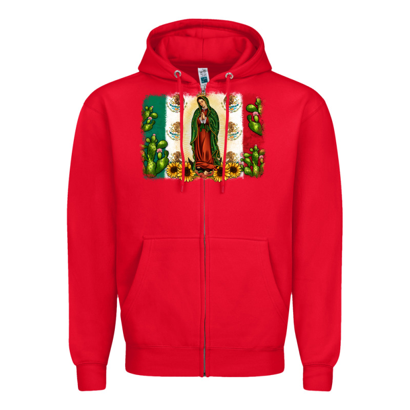 Mexican Flag Our Lady Of Guadalupe Zipper Hoodie by JahusDesignShop | Teevron