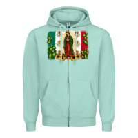 Seafoam mexican flag our lady of guadalupe Zipper Hoodie - JahusDesignShop