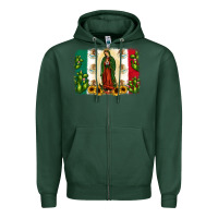 Sports Green mexican flag our lady of guadalupe Zipper Hoodie - JahusDesignShop