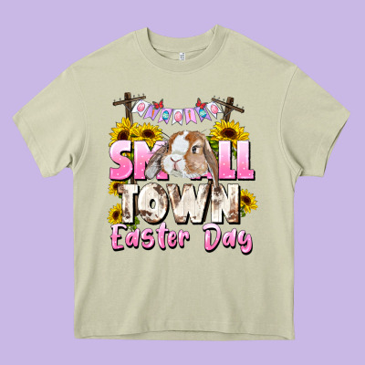 Small Town Easter Day Heavy Core Tee Designed By Cowgirlartshop
