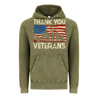 Vintage Olive Thank You Veterans American Flag Patriotic Vintage Hoodie - baoMotion
