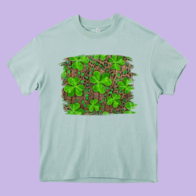St Patrick's Day Shamrock And Leopard Distressed Heavy Core Tee Designed By Ranaportraitstore