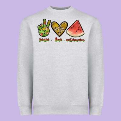Peace Love Watermelon Heavyweight Sweatshirt Designed By Jahusdesignshop