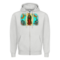 Dove Grey gemstone our lady of guadalupe Zipper Hoodie - JahusDesignShop