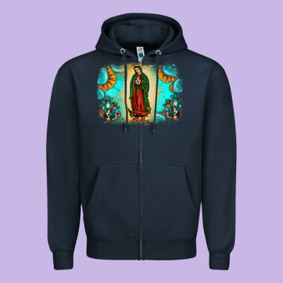 Gemstone Our Lady Of Guadalupe Zipper Hoodie Designed By Jahusdesignshop