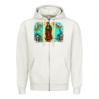 Oatmeal Heather gemstone our lady of guadalupe Zipper Hoodie - JahusDesignShop