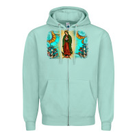 Seafoam gemstone our lady of guadalupe Zipper Hoodie - JahusDesignShop