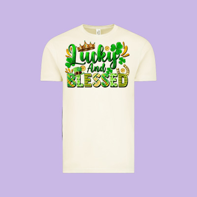 Lucky And Blessed Vintage Tee Designed By Fadigitalartstudio
