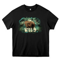 Black Stay wild night Grizzly Bear Heavy Core Tee - HowdyJamesFarm