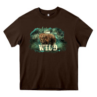 Chocolate Brown Stay wild night Grizzly Bear Heavy Core Tee - HowdyJamesFarm